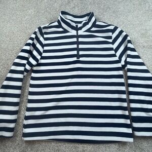 Dudley Stephens Womens Navy White Striped Fleece Quarter Zip Pullover Large